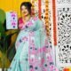 Shiuli Soft Light Blue Jamdani Saree