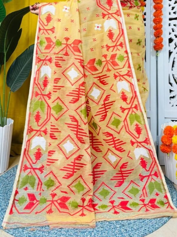 Shiuli Soft Pastel Orange Jamdani Saree