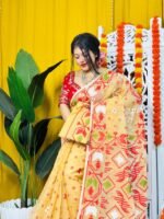 Shiuli Soft Pastel Orange Jamdani Saree