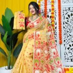 Shiuli Soft Pastel Orange Jamdani Saree