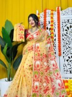 Shiuli Soft Pastel Orange Jamdani Saree