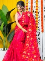 Shiuli Soft Pinkish Red Jamdani Saree