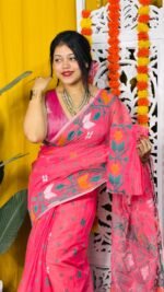 Shiuli Soft Rose Pink Jamdani Saree