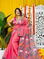 Shiuli Soft Rose Pink Jamdani Saree
