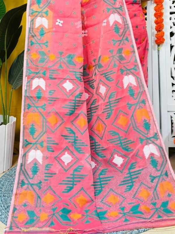 Shiuli Soft Rose Pink Jamdani Saree