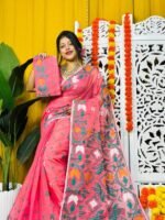 Shiuli Soft Rose Pink Jamdani Saree