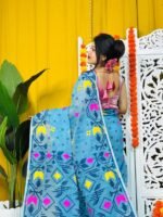 Shiuli Soft Water Blue Jamdani Saree