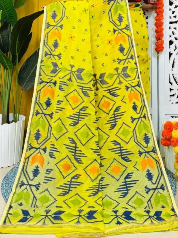 Shiuli Soft Yellow Jamdani Saree