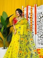 Shiuli Soft Yellow Jamdani Saree