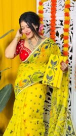 Shiuli Soft Yellow Jamdani Saree