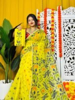 Shiuli Soft Yellow Jamdani Saree