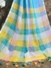 Exclusive Dual Tone Sky Blue Plain Jori Tissue Sari With Blouse Piece