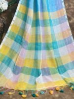 Exclusive Dual Tone Sky Blue Plain Jori Tissue Sari With Blouse Piece