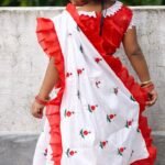 White Cute Baby Dhakai Jamdani Sari with Embroidery Work