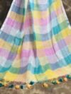Exclusive Dual Tone White Plain Jori Tissue Sari With Blouse Piece