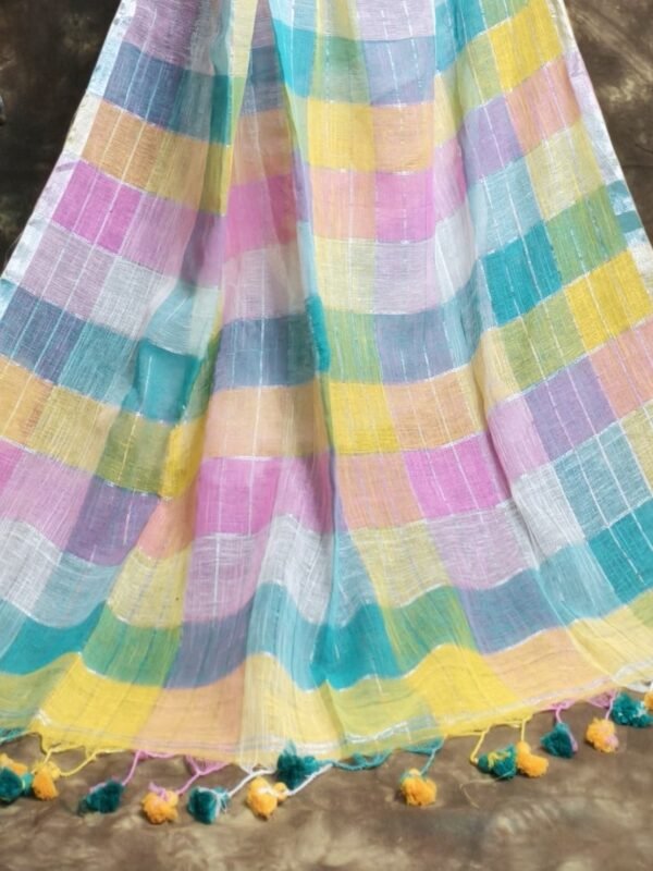 Exclusive Dual Tone White Plain Jori Tissue Sari With Blouse Piece