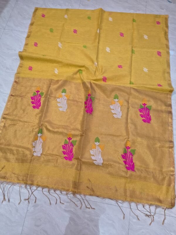 Exclusive Dual Tone Pata Tissue Sari With Blouse Piece