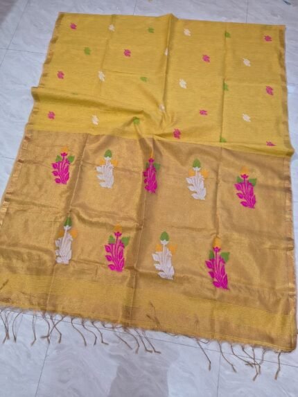 Exclusive Dual Tone Pata Tissue Sari With Blouse Piece