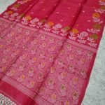 Bright Maroon Handloom Pure Gachi Tussar Dhakai Jamdani Saree with Blouse Piece