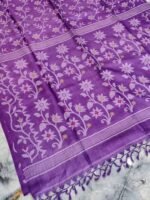 Dark Lavender Pure Tussar By Tussar Handloom Sari With Blouse Piece