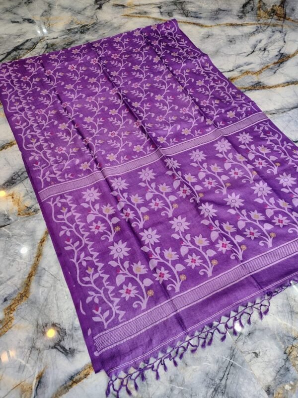 Dark Lavender Pure Tussar By Tussar Handloom Sari With Blouse Piece