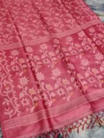 Deep Rose Pure Tussar By Tussar Handloom Sari With Blouse Piece