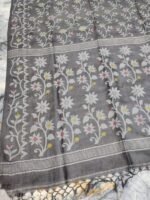 Grey Pure Tussar By Tussar Handloom Sari With Blouse Piece
