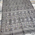 Grey Pure Tussar By Tussar Handloom Sari With Blouse Piece
