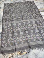 Grey Pure Tussar By Tussar Handloom Sari With Blouse Piece