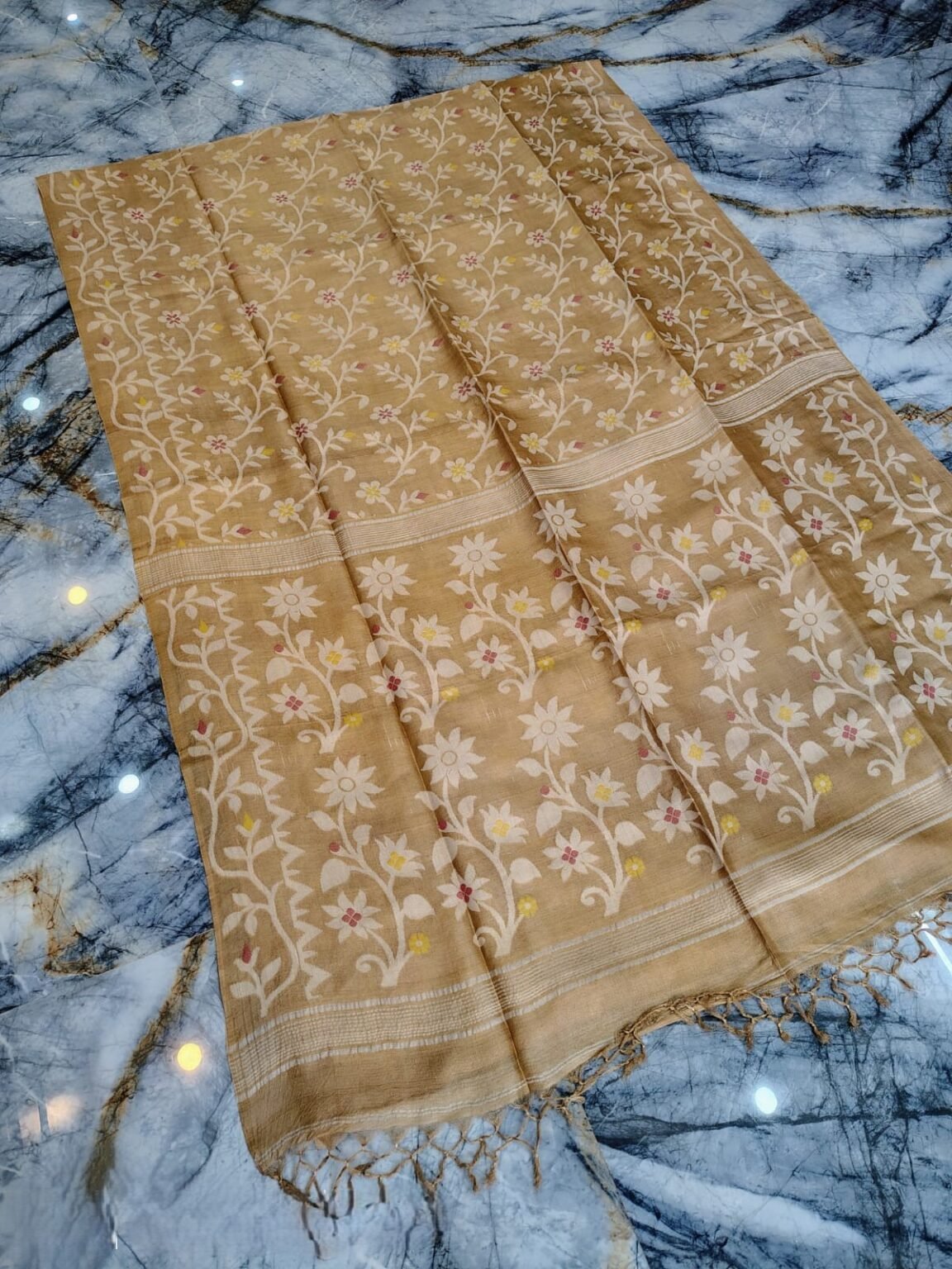 Mushroom Pure Tussar By Tussar Handloom Sari With Blouse Piece
