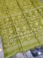 Olive Pure Tussar By Tussar Handloom Sari With Blouse Piece