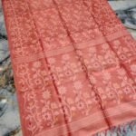 Orange Salmon Pure Tussar By Tussar Handloom Sari With Blouse Piece