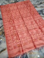 Orange Salmon Pure Tussar By Tussar Handloom Sari With Blouse Piece