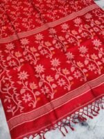 Red Pure Tussar By Tussar Handloom Sari With Blouse Piece