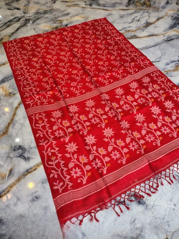 Red Pure Tussar By Tussar Handloom Sari With Blouse Piece