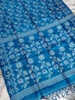 Venice Blue Pure Tussar By Tussar Handloom Sari With Blouse Piece