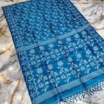 Venice Blue Pure Tussar By Tussar Handloom Sari With Blouse Piece