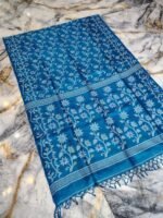 Venice Blue Pure Tussar By Tussar Handloom Sari With Blouse Piece