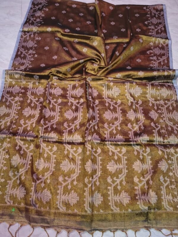 Exclusive Dual Tone Buti Tissue Sari With Blouse Piece