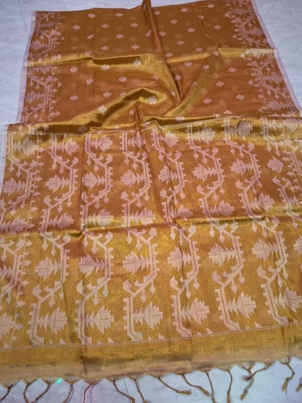 Exclusive Dual Tone Buti Tissue Sari With Blouse Piece