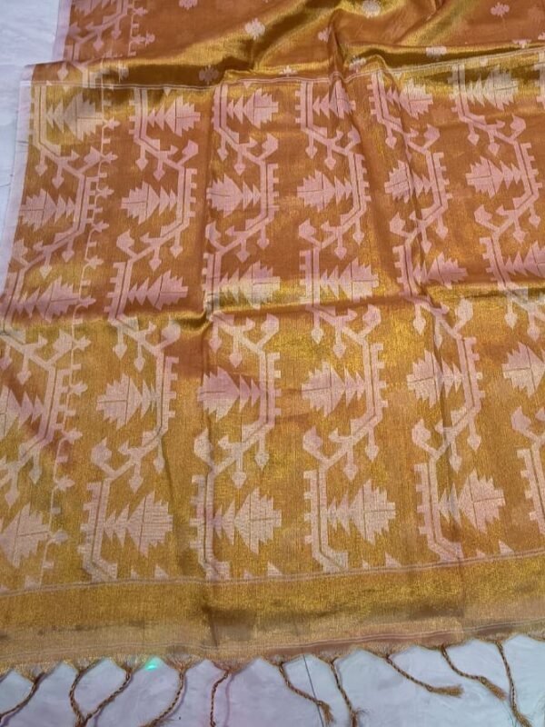 Exclusive Dual Tone Buti Tissue Sari With Blouse Piece