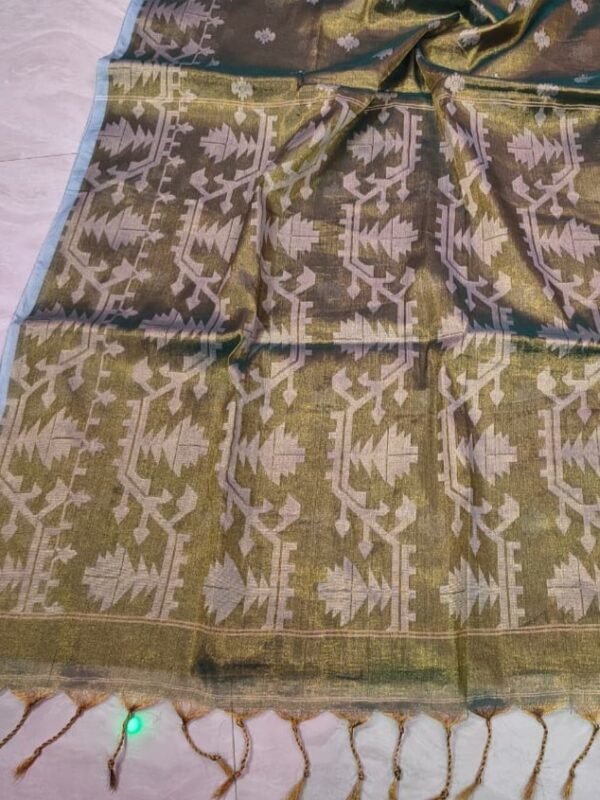 Exclusive Dual Tone Buti Tissue Sari With Blouse Piece