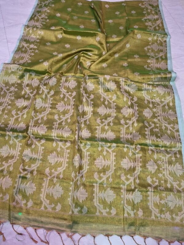 Exclusive Dual Tone Buti Tissue Sari With Blouse Piece