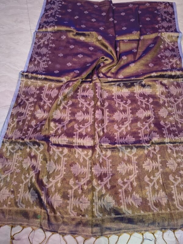 Exclusive Dual Tone Buti Tissue Sari With Blouse Piece
