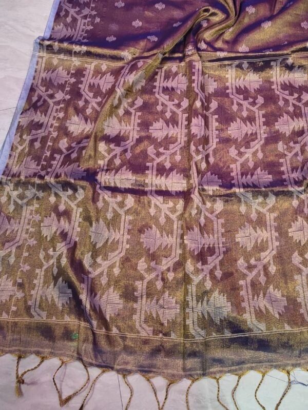 Exclusive Dual Tone Buti Tissue Sari With Blouse Piece