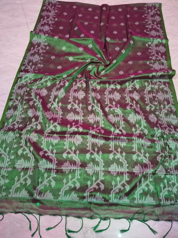 Exclusive Dual Tone Buti Tissue Sari With Blouse Piece