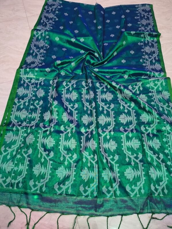 Exclusive Dual Tone Buti Tissue Sari With Blouse Piece