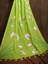 Avocado Floral Design Mul Cotton Sari With Blouse Piece