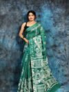 Blue Green Soft Mulmul Cotton Saree
