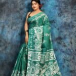 Blue Green Soft Mulmul Cotton Saree